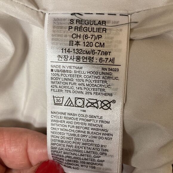 By GAP Kids White Brown Floral Hooded Puffer Vest Small - Picture 8 of 9